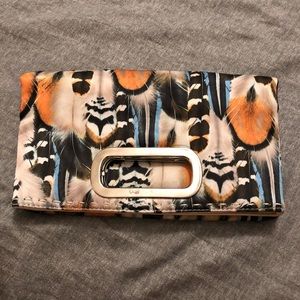 Feather envelope clutch Sondra Roberts